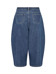 Yours Curve Blue Pleated Barrel Jeans - Image 6 of 6