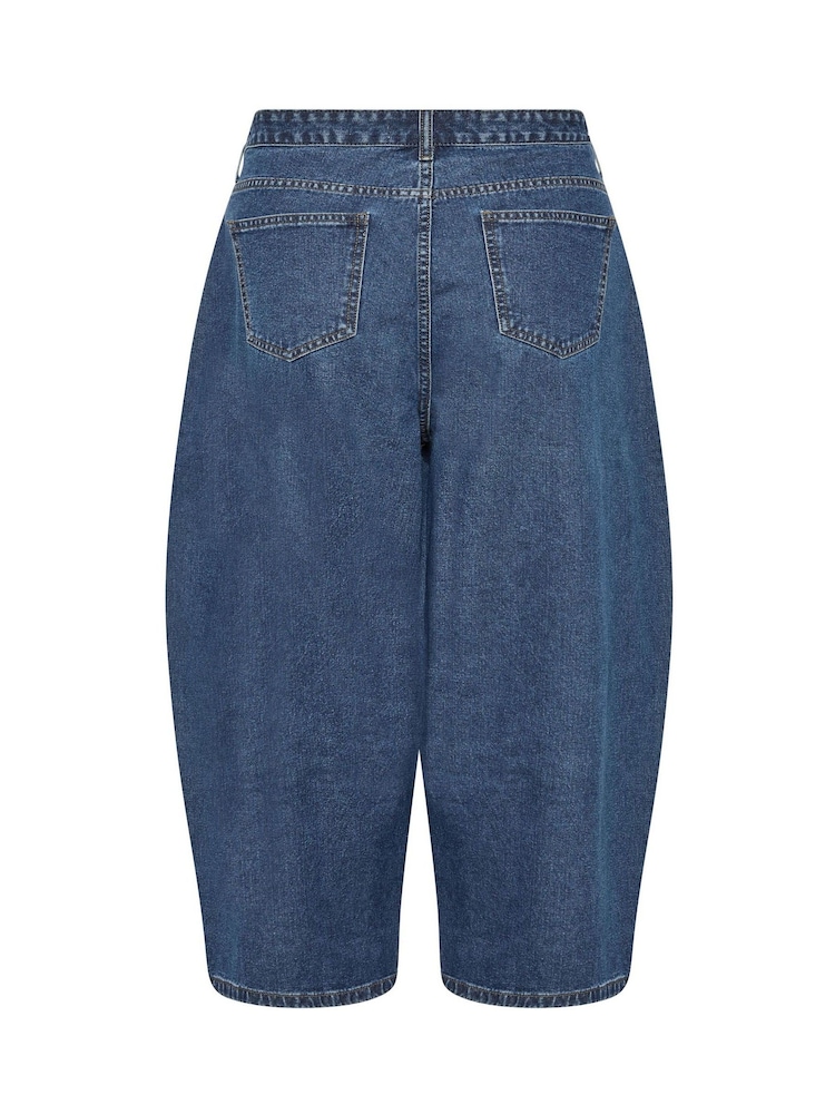 Yours Curve Blue Pleated Barrel Jeans - Image 6 of 6 Yours Curve Blue Pleated Barrel Jeans - Image 6 of 6