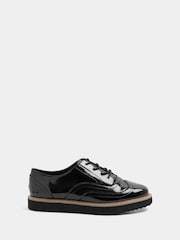 Yours Curve Faux Leather Lace Up Brogue Flats In Extra Wide EEE Fit - 圖片 3，共 6