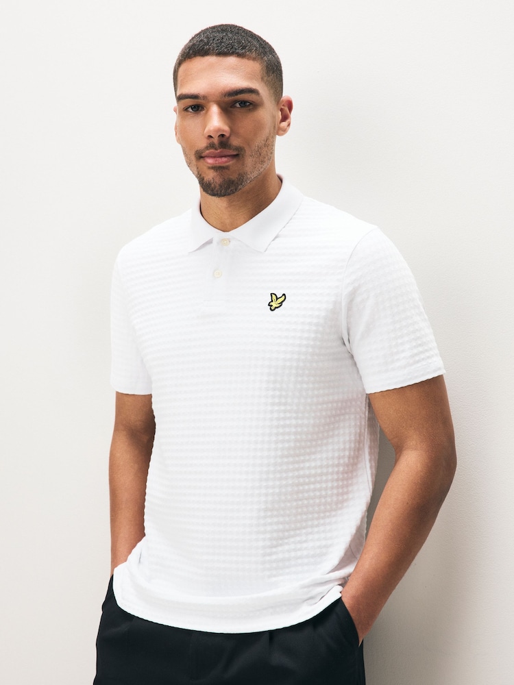 Lyle & Scott White Micro Argyle Polo Shirt - Image 1 of 5