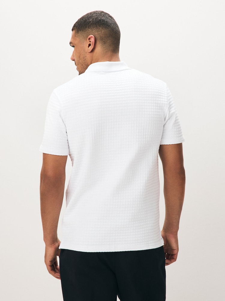 Lyle & Scott White Micro Argyle Polo Shirt - Image 2 of 5