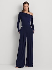 Lauren Ralph Lauren Navy Blue Radriana Jersey Off Shoulder Top - Image 3 of 8