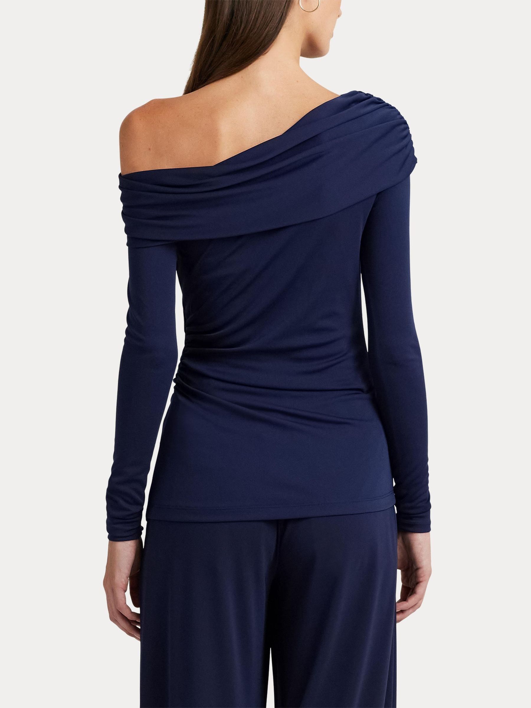 Lauren Ralph Lauren Navy Blue Radriana Jersey Off Shoulder Top - Image 6 of 8