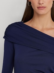 Lauren Ralph Lauren Navy Blue Radriana Jersey Off Shoulder Top - Image 7 of 8