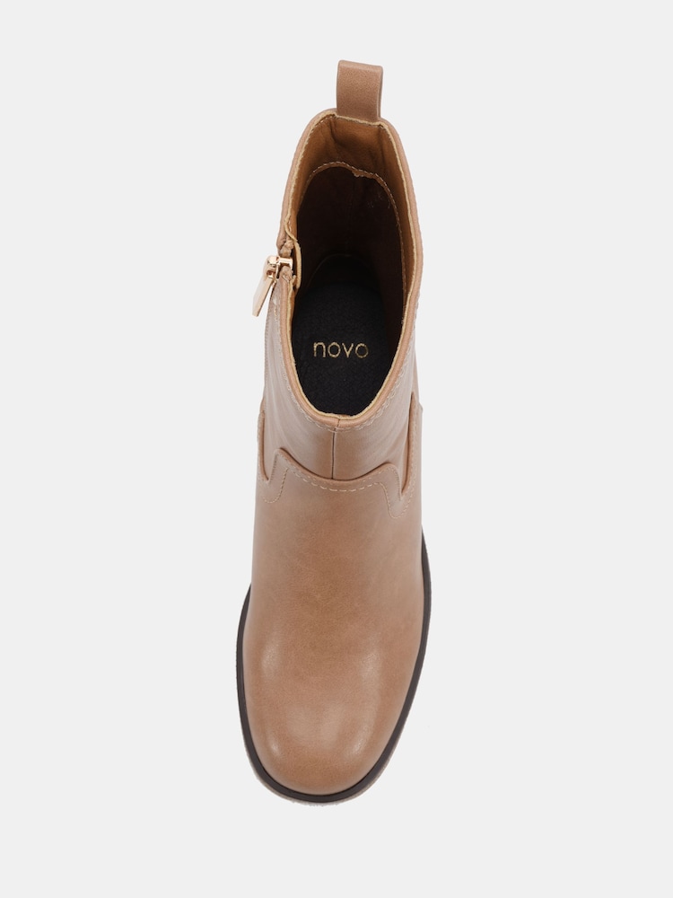 Novo Taupe Brown Jenna Mid Wedge Casual Ankle Boots - Image 6 of 6