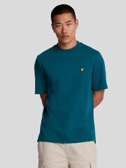 Lyle & Scott Teal Blue Crew Neck 100% Cotton T-Shirt - Image 3 of 5