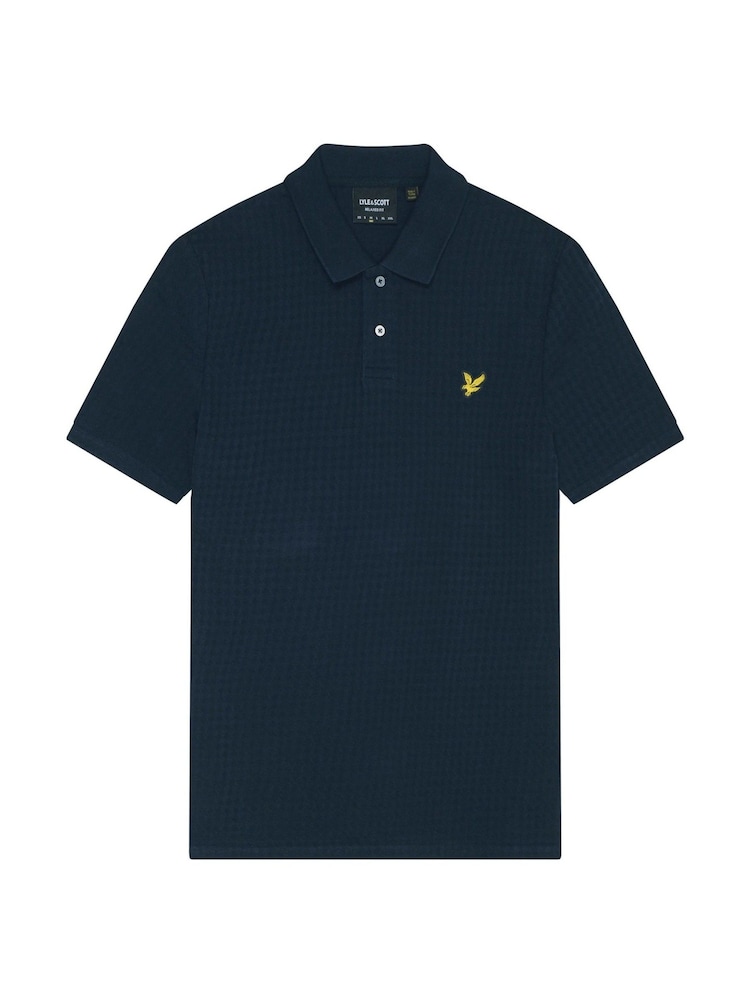 أزرق داكن أزرق - قميص بولو بتصميم مربعات Argyle صغيرة من Lyle & Scott - صورة 5 من 5