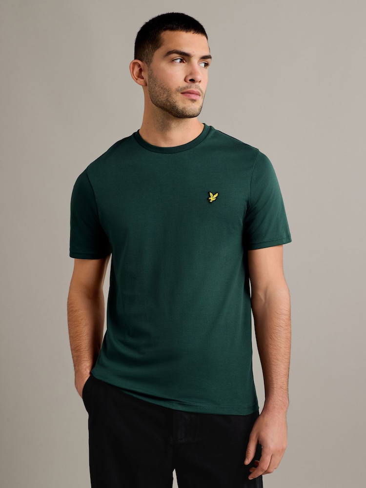Зеленый - Хлопковая футболка с вырезом под горло Lyle & Scott - Изображение 1 из 4