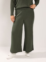 Yours Curve Green Limited Wide Leg Knitted Trousers - Image 1 of 6
