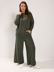 Yours Curve Green Limited Wide Leg Knitted Trousers - Image 2 of 6