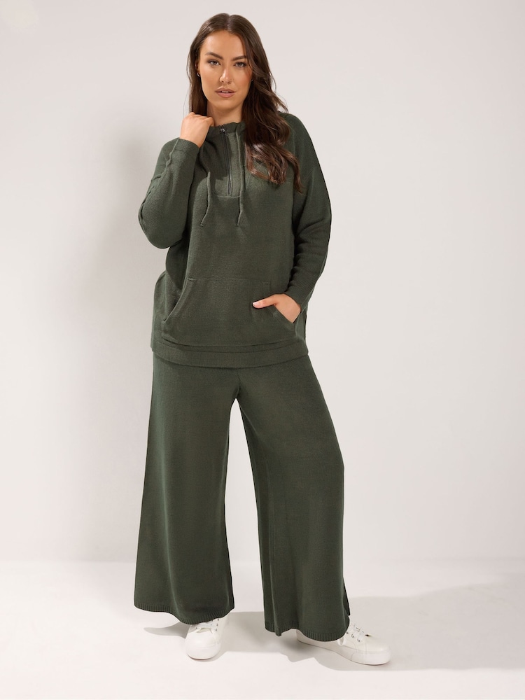 Yours Curve Green Limited Wide Leg Knitted Trousers - Image 2 of 6