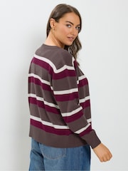 Yours Curve Brown Stripe Cardigan - Image 4 of 7