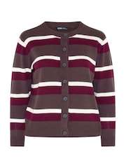 Yours Curve Brown Stripe Cardigan - Image 6 of 7