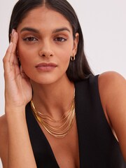 Gold Tone Layered Snake Chain Necklace - Image 1 of 5