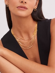 Gold Tone Layered Snake Chain Necklace - Image 2 of 5