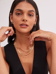 Gold Tone Layered Snake Chain Necklace - Image 3 of 5