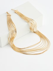 Gold Tone Layered Snake Chain Necklace - Image 4 of 5