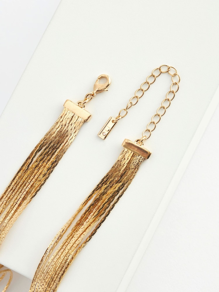 Gold Tone Layered Snake Chain Necklace - Image 5 of 5