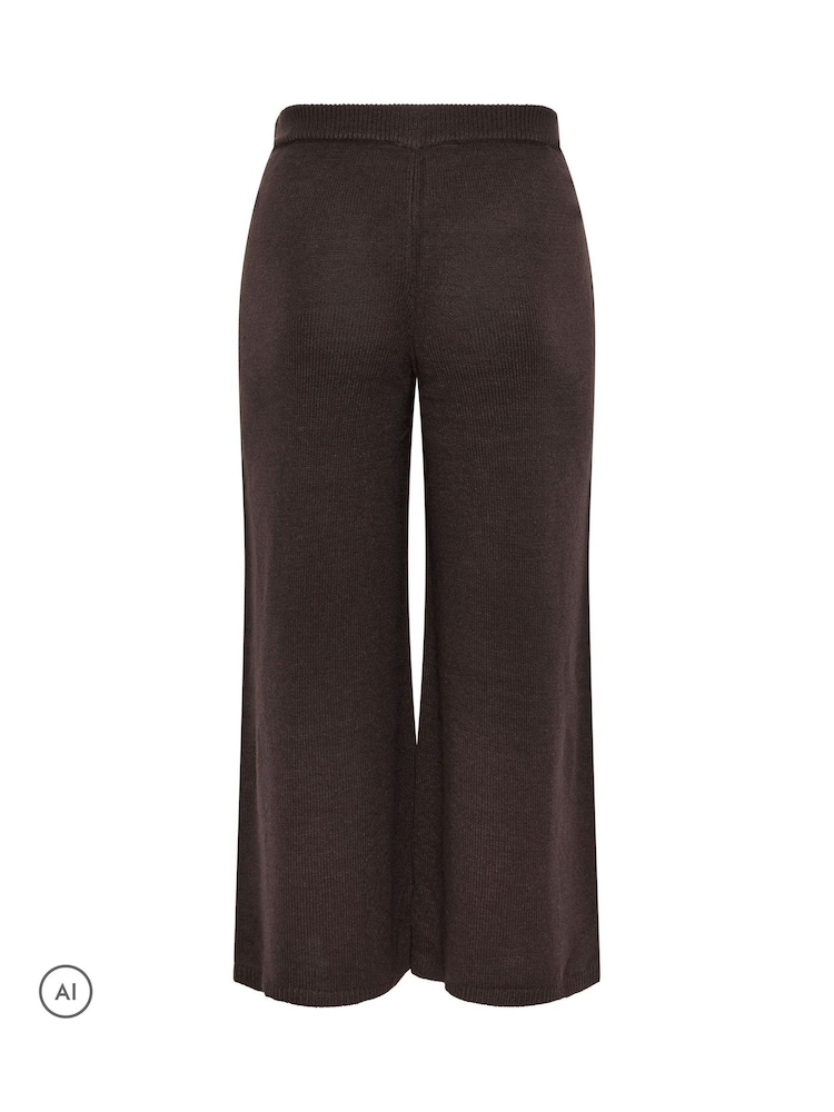 Yours Curve Brown Limited Wide Leg Knitted Trousers - Image 6 of 6