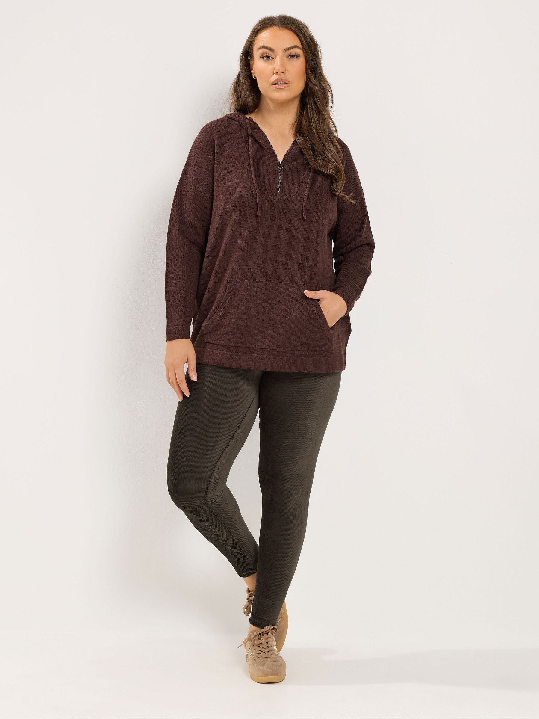 Yours Women's Chocolate Cord Leggings In | : 30/32 - Image 2