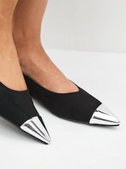Black Forever Comfort® Metallic Toe Slingback Shoes - Image 1 of 8