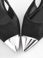 Black Forever Comfort® Metallic Toe Slingback Shoes - Image 6 of 8