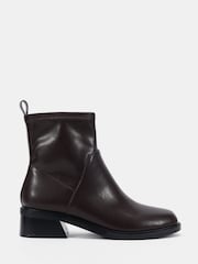 Novo Brown Wide Fit Danni Flat Stretch Zip Square Toe Ankle Boots - Image 2 of 6