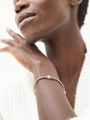 Gold/Silver Plated Sterling Silver Semi Precious Stone Beaded Stretch Bracelet - Image 1 of 9