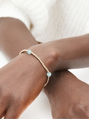 Gold/Silver Plated Sterling Silver Semi Precious Stone Beaded Stretch Bracelet - Image 2 of 9