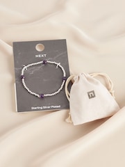 Gold/Silver Plated Sterling Silver Semi Precious Stone Beaded Stretch Bracelet - Image 4 of 9