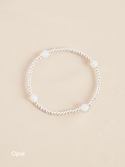 Gold/Silver Plated Sterling Silver Semi Precious Stone Beaded Stretch Bracelet - Image 7 of 9