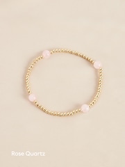 Gold/Silver Plated Sterling Silver Semi Precious Stone Beaded Stretch Bracelet - Image 9 of 9