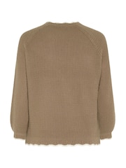 Yours Curve Brown Contrast Waffle Jumper - Image 6 of 6