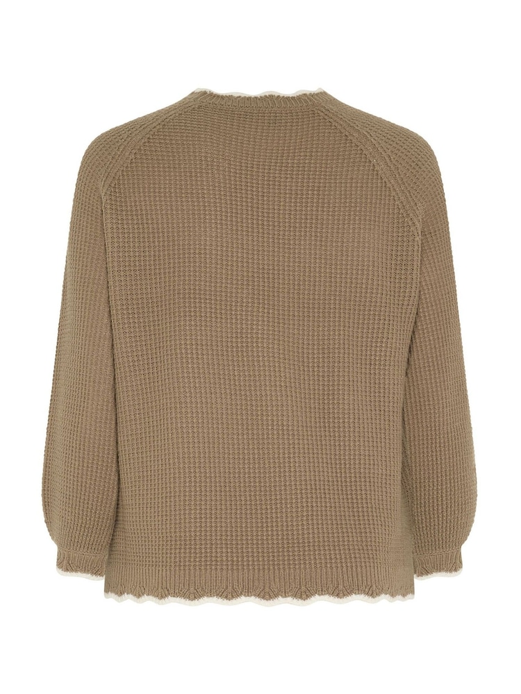 Yours Curve Brown Contrast Waffle Jumper - Image 6 of 6