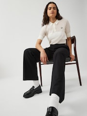 Fred Perry Womens Sheer Knitted Ecru White Polo Shirt - Image 5 of 6