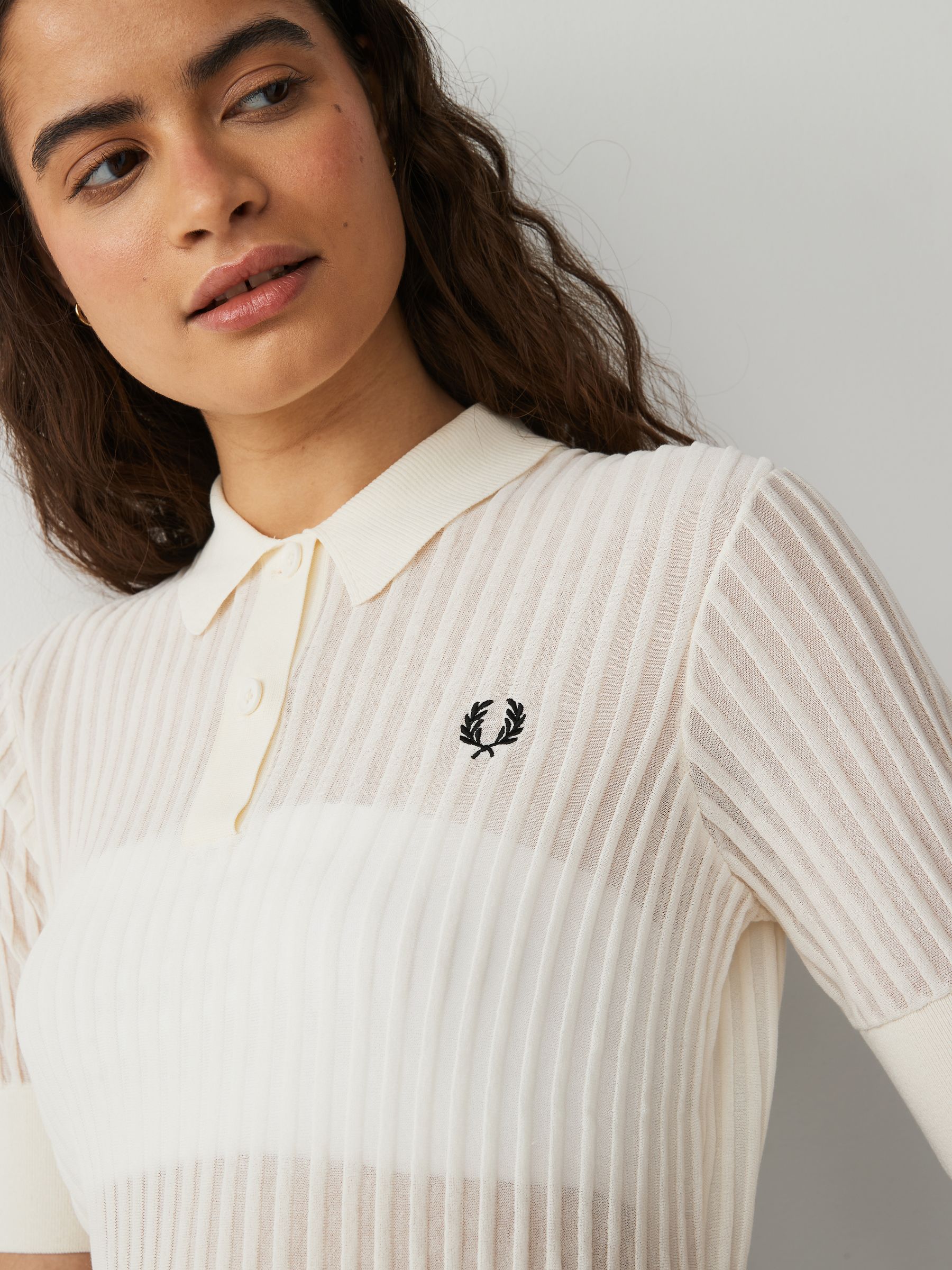 Womens white fred perry polo shirt top