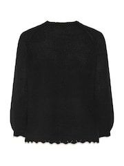 Yours Curve Black Contrast Waffle Jumper - Image 6 of 6