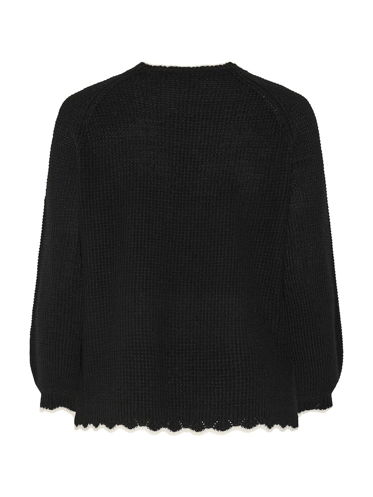 Yours Curve Black Contrast Waffle Jumper - Image 6 of 6 Yours Curve Black Contrast Waffle Jumper - Image 6 of 6