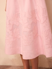 Mint Velvet Pink Linen Blend Lace Midi Dress - Image 4 of 8