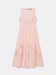 Mint Velvet Pink Linen Blend Lace Midi Dress - Image 7 of 8