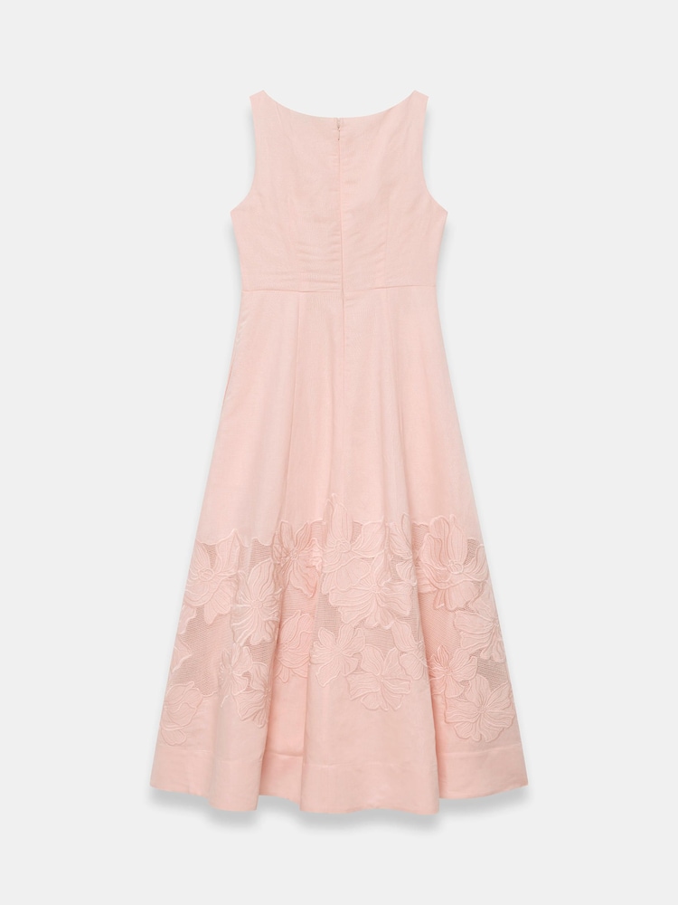 Mint Velvet Pink Linen Blend Lace Midi Dress - Image 8 of 8