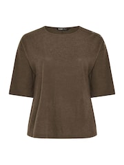 Yours Curve Brown Ribbed Studded Top - Image 5 of 6