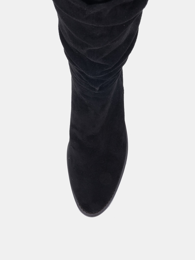 Novo Black Gail Almond Toe Flat Ruched Knee Boots - Image 6 of 6