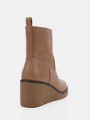 Novo Taupe Brown Wide Fit Jenna Mid Wedge Casual Ankle Boots - Image 4 of 6