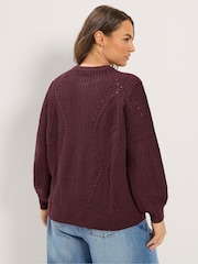 Yours Curve Red Pointelle Knit Cardigan - Image 4 of 6