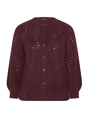 Yours Curve Red Pointelle Knit Cardigan - Image 5 of 6