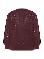 Yours Curve Red Pointelle Knit Cardigan - Image 6 of 6