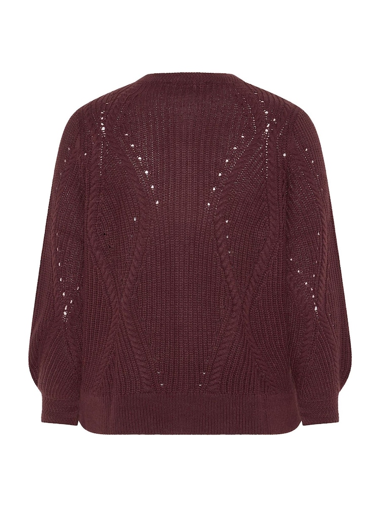 Yours Curve Red Pointelle Knit Cardigan - Image 6 of 6 Yours Curve Red Pointelle Knit Cardigan - Image 6 of 6