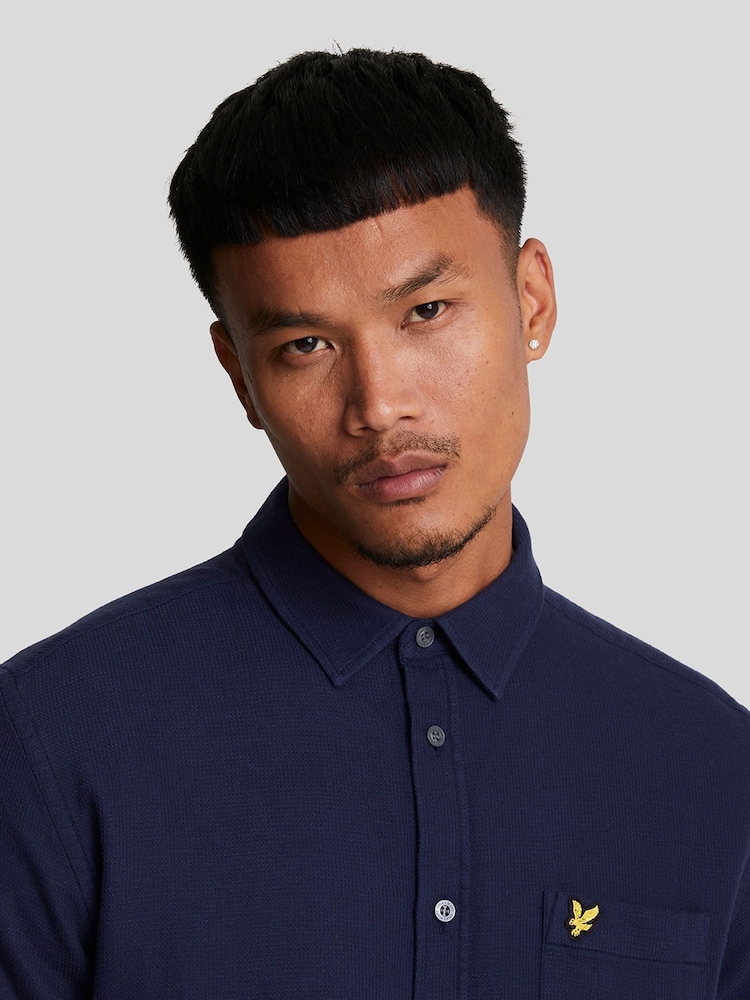 Cămașă din bumbac cu țesătură coș Lyle & Scott cu mânecă scurtă - Image 4 of 5