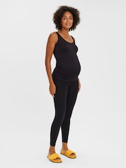 VERO MODA Black Maternity Ribbed Over The Bump Comfort Leggings - Image 1 of 5